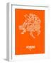 Athens Street Map Orange-NaxArt-Framed Art Print