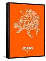 Athens Street Map Orange-NaxArt-Framed Stretched Canvas