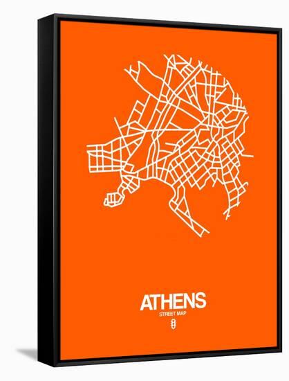 Athens Street Map Orange-NaxArt-Framed Stretched Canvas