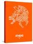 Athens Street Map Orange-NaxArt-Stretched Canvas