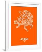 Athens Street Map Orange-NaxArt-Framed Art Print