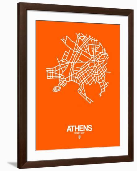 Athens Street Map Orange-NaxArt-Framed Art Print