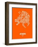 Athens Street Map Orange-NaxArt-Framed Art Print