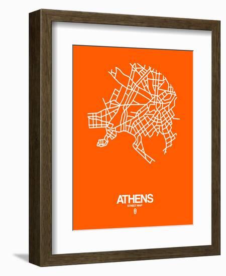 Athens Street Map Orange-NaxArt-Framed Art Print