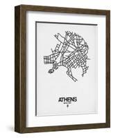 Athens Street Map White-NaxArt-Framed Art Print