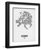 Athens Street Map White-NaxArt-Framed Art Print