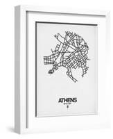 Athens Street Map White-NaxArt-Framed Art Print