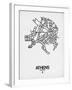 Athens Street Map White-NaxArt-Framed Art Print