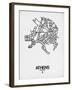 Athens Street Map White-NaxArt-Framed Art Print