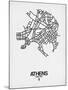 Athens Street Map White-NaxArt-Mounted Art Print