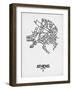 Athens Street Map White-NaxArt-Framed Art Print