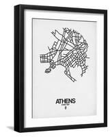 Athens Street Map White-NaxArt-Framed Art Print