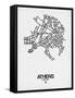 Athens Street Map White-NaxArt-Framed Stretched Canvas