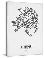 Athens Street Map White-NaxArt-Stretched Canvas