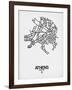 Athens Street Map White-NaxArt-Framed Art Print