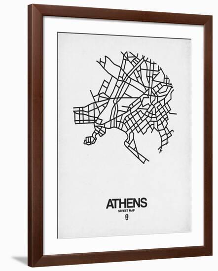 Athens Street Map White-NaxArt-Framed Art Print