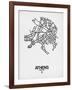 Athens Street Map White-NaxArt-Framed Art Print