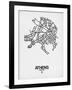 Athens Street Map White-NaxArt-Framed Art Print