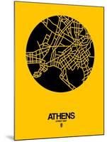 Athens Street Map Yellow-NaxArt-Mounted Art Print