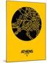 Athens Street Map Yellow-NaxArt-Mounted Art Print