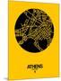 Athens Street Map Yellow-NaxArt-Mounted Art Print