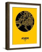 Athens Street Map Yellow-NaxArt-Framed Art Print