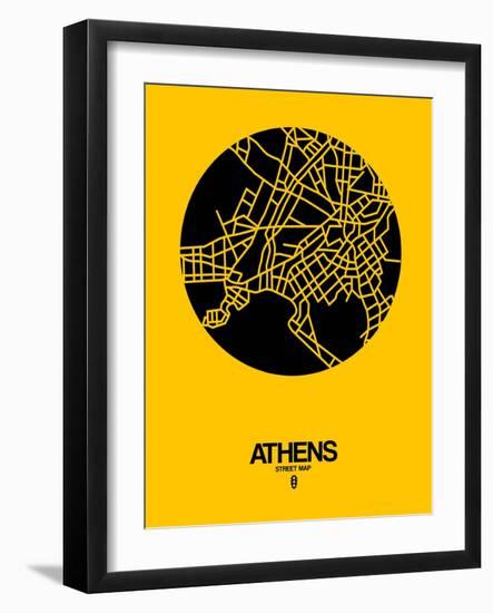 Athens Street Map Yellow-NaxArt-Framed Art Print