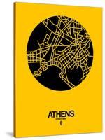 Athens Street Map Yellow-NaxArt-Stretched Canvas