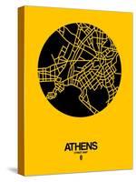 Athens Street Map Yellow-NaxArt-Stretched Canvas