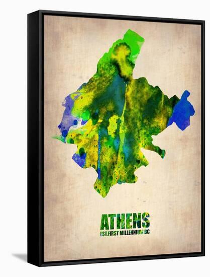 Athens Watercolor Poster-NaxArt-Framed Stretched Canvas