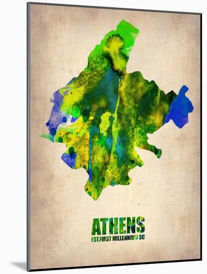 Athens Watercolor Poster-NaxArt-Mounted Art Print