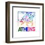 Athens Watercolor Street Map-NaxArt-Framed Art Print