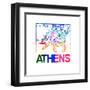 Athens Watercolor Street Map-NaxArt-Framed Art Print