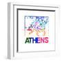 Athens Watercolor Street Map-NaxArt-Framed Art Print