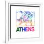 Athens Watercolor Street Map-NaxArt-Framed Art Print