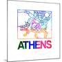 Athens Watercolor Street Map-NaxArt-Mounted Art Print