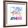 Athens Watercolor Street Map-NaxArt-Framed Art Print