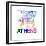 Athens Watercolor Street Map-NaxArt-Framed Premium Giclee Print
