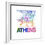 Athens Watercolor Street Map-NaxArt-Framed Premium Giclee Print