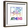 Athens Watercolor Street Map-NaxArt-Framed Premium Giclee Print