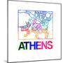Athens Watercolor Street Map-NaxArt-Mounted Premium Giclee Print