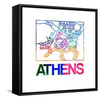 Athens Watercolor Street Map-NaxArt-Framed Stretched Canvas