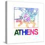 Athens Watercolor Street Map-NaxArt-Stretched Canvas