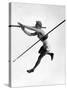 Athlete Doing a Dramatic Pole Vault in Preparation For the 1936 Olympics-null-Stretched Canvas