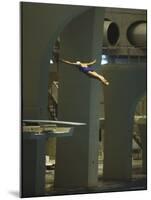 Athlete in Mid Air During a Platform Dive at Summer Olympics-Art Rickerby-Mounted Photographic Print