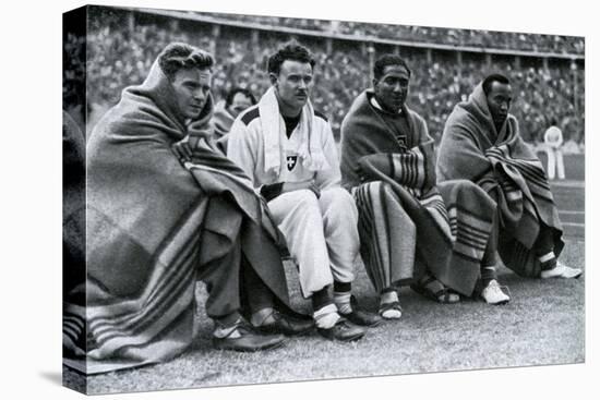 Athletes Frank Wykoff, Paul Hanni, Ralph Metcalfe and Jesse Owens, Berlin Olympics, 1936-null-Stretched Canvas