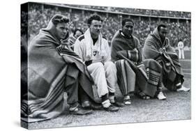 Athletes Frank Wykoff, Paul Hanni, Ralph Metcalfe and Jesse Owens, Berlin Olympics, 1936-null-Stretched Canvas