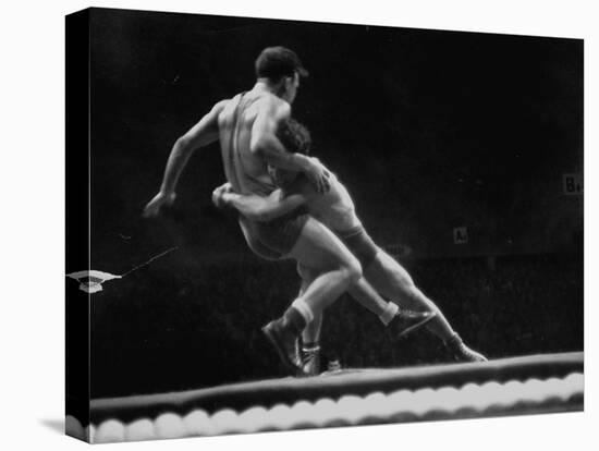 Athletes Wrestling at 1952 Olympics-null-Stretched Canvas