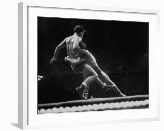 Athletes Wrestling at 1952 Olympics-null-Framed Photographic Print