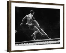 Athletes Wrestling at 1952 Olympics-null-Framed Photographic Print